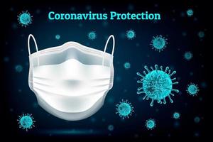 protección contra coronavirus con máscara de vista frontal vector