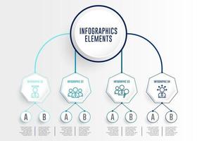 Infografía con círculo conectado y hexágono vector