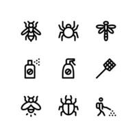 iconos de control de plagas con avispa, insecticida y más vector