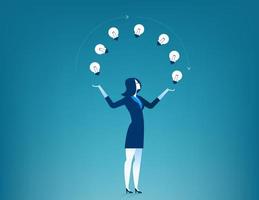 Businesswoman juggling ideas vector