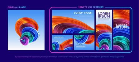 Abstract Colorful Swirl Shape Design Pack vector