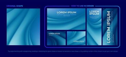 Blue Abstract Curvy Pattern Design Set vector