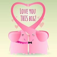 Engaged Pink Elephants Express Love This Big vector