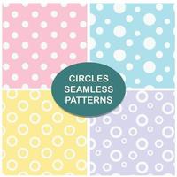 Circles pastel seamless pattern set vector