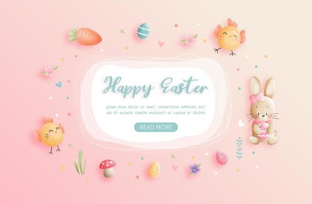 Happy Easter Greeting with Easter Elements