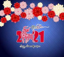 Chinese new year 2021 on blue vector