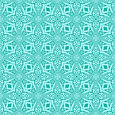 Aqua with Teal Details Geometric Pattern