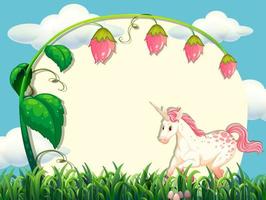 Frame design with flower and unicorn vector