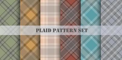 Plaid Patterns Various Colors Set vector