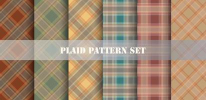 Plaid Orange and Blue Patterns Set vector