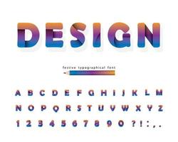 Paper cut out gradient 3d alphabet vector