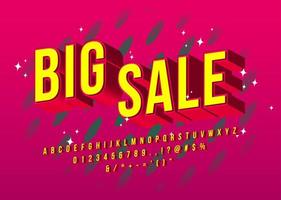 Big Sale Alphabet. Yellow Elegant Font design. vector