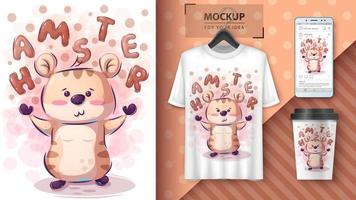 Cute Hamster Poster and Merchandising vector