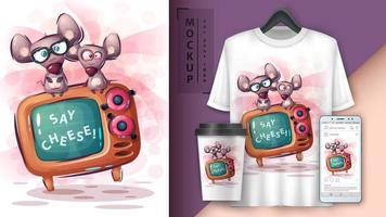 Mouse and T.V  Poster and Merchandising vector