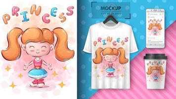 Cute Girl Poster and Merchandising vector