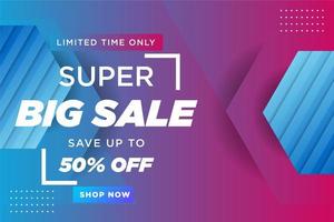 Super big sale banner with hexagons vector