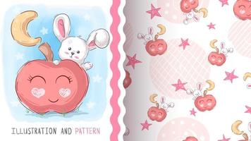 Rabbit with Apple Pattern vector