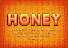 Sweet Honey alphabet with realistic pattern vector