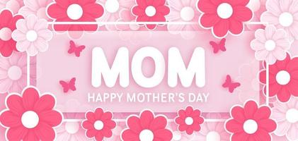Mothers's day Banner with Flowers in Paper Cut Style vector