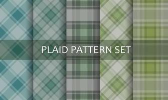Plaid Green and Blue Patterns Set vector