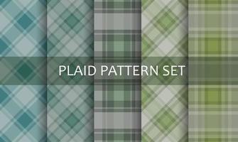 Plaid Green and Blue Patterns Set vector