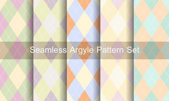 Seamless pastel colors argyle pattern set vector