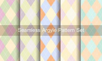 Seamless pastel colors argyle pattern set vector