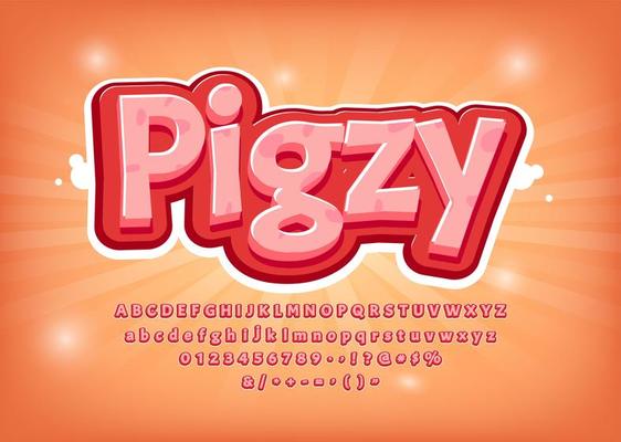 3D Pig Font with Dots