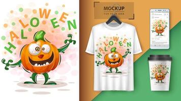 Halloween Cartoon Pumpkin Design  vector