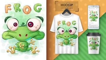 Cartoon Green Frog Poster vector