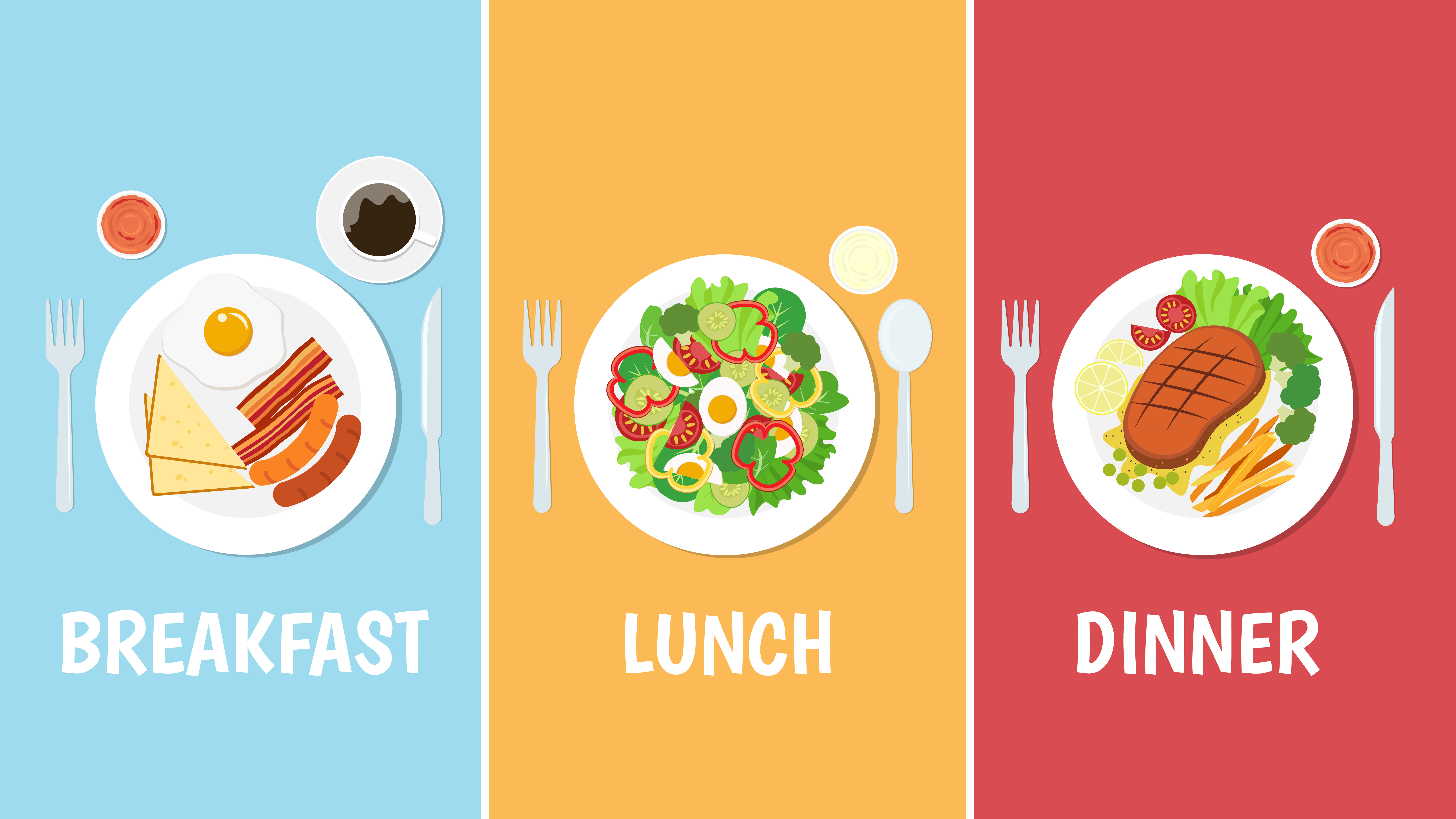 Breakfast Lunch And Dinner Set Download Free Vectors Clipart Graphics Vector Art