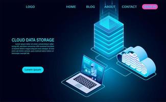 Cloud Data Storage and Server Room vector