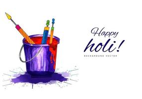 Happy Holi Banner with Bucket and Typography vector