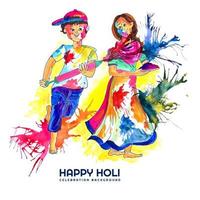 People Celebrating Holi with Paint Splashesh vector