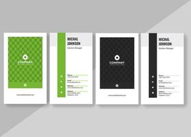 Business Card Set with Green and Black Square Pattern vector