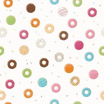 Seamless pattern with colorful donuts vector