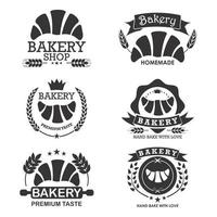 Bakery logo emblem set with croissants vector