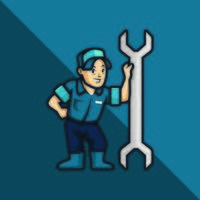 Repairman with Wrench in Cartoon Style vector