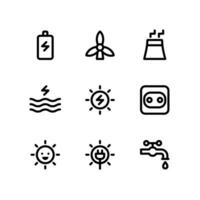 Energy Line Icons Including Battery Charge, Air Turbine and More vector