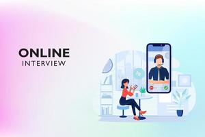 Online Video Call Interview vector