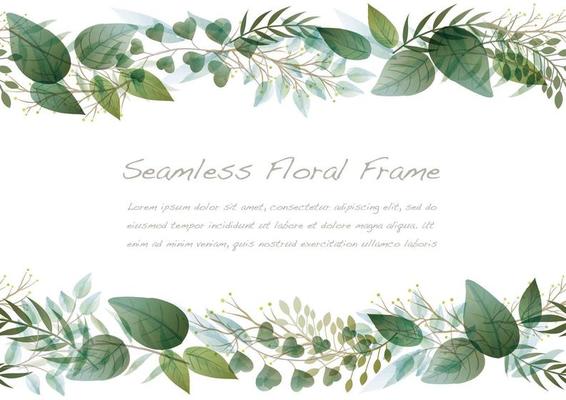 Watercolor Seamless Green Botanical Frame