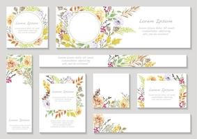 conjunto de coloridas tarjetas florales con espacio de texto vector