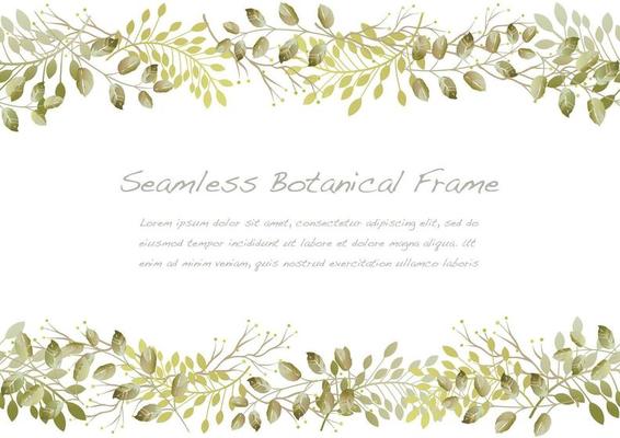 Watercolor Seamless Dry Green Flower Frame