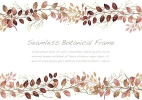 Watercolor Seamless Red Botanical Frame Isolated On A White Background. Vector Illustration.