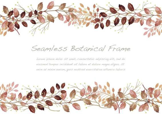 Watercolor Seamless Red Botanical Frame Isolated On A White Background. Vector Illustration.