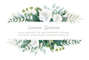 Watercolor Botanical Border with Text Space vector