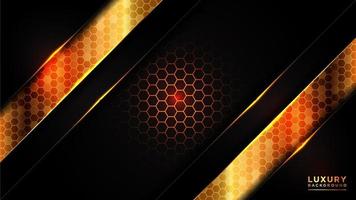 Glowing gold hexagonal pattern with dark overlapping layers vector