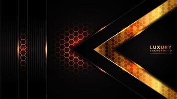 Dark overlapping hexagon mesh triangle gold line design vector