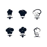 Chef  icon set in black vector