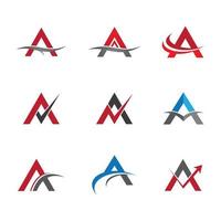 Letter a logo set with checks and curved lines vector